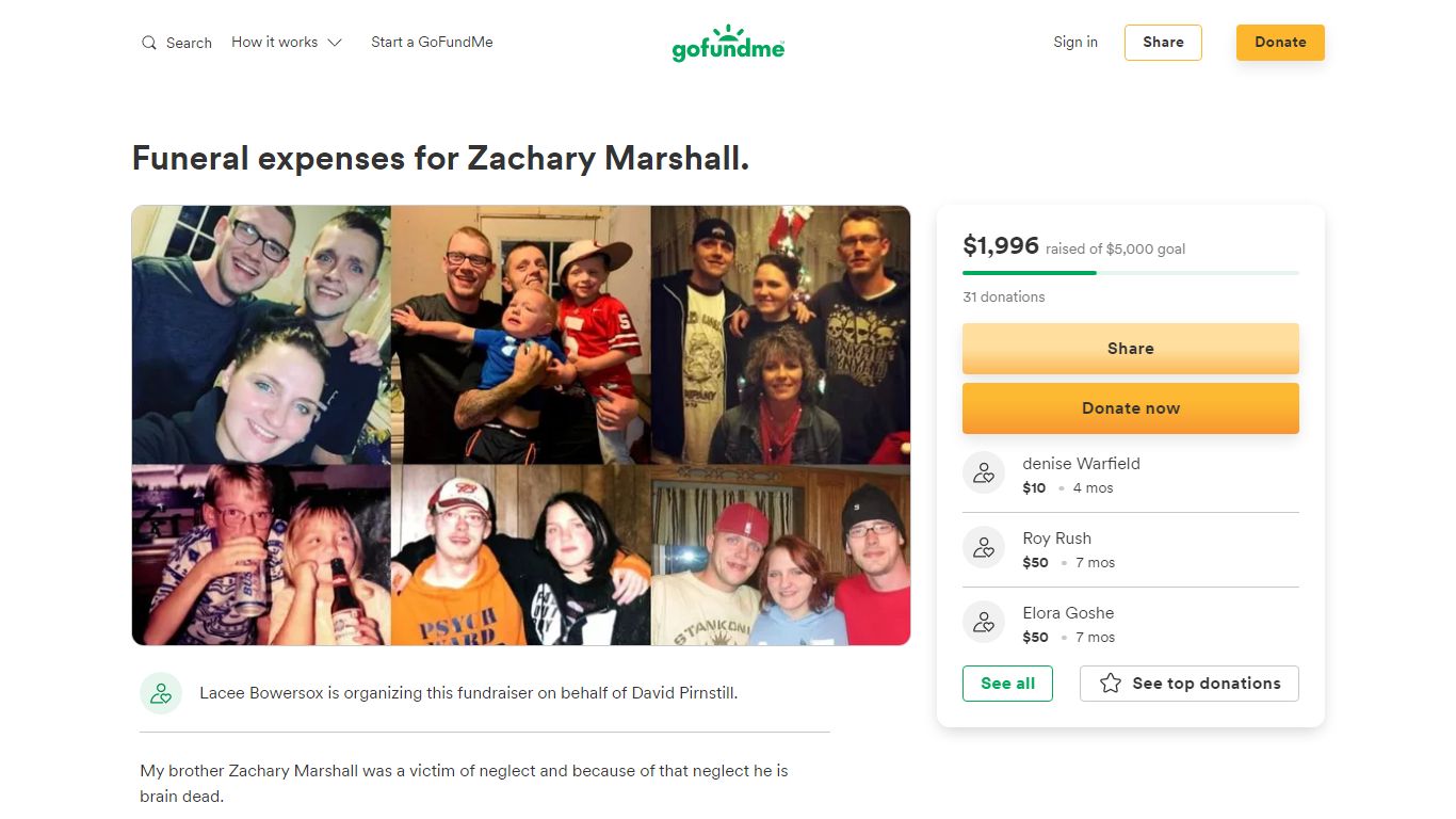 Funeral expenses for Zachary Marshall., organized by Lacee Bowersox