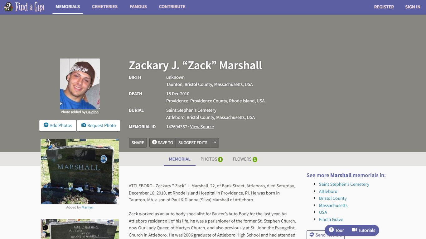 Zackary J. “Zack” Marshall (unknown-2010) - Find...